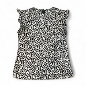 Ann Taylor Factory Black and White Leaf Print Blouse